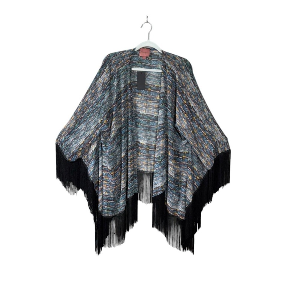 Bohemian Fringe Poncho Festival Kimono Size‎ Large coachella Western Hippie - Picture 3 of 7